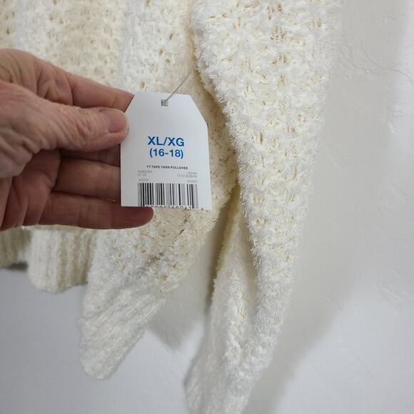 Time & Tru Women Cream Open Knit Soft Beachy Coastal Cottage Core Sweater XL - Picture 4 of 14
